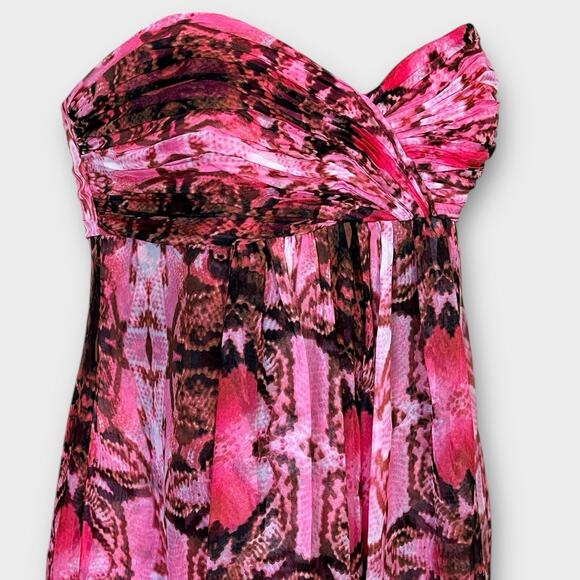 LAUNDRY BY SHELLI SEGAL pink Snakeskin Flowy Strapless Maxi Dress size 4 - Picture 3 of 8